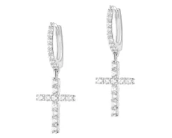 Kolczyki srebrne z cyrkoniami - krzyże