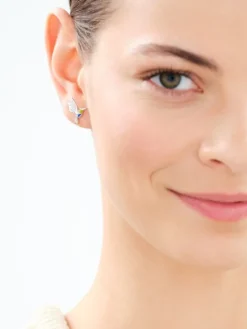 Kolczyki srebrne z cyrkoniami i emalią - kolibry