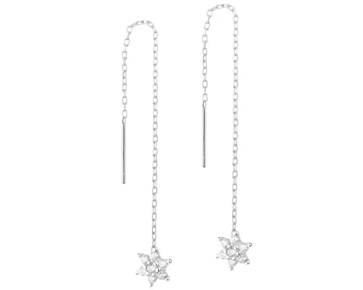 Kolczyki srebrne z cyrkoniami - kwiaty