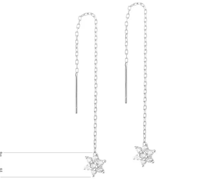 Kolczyki srebrne z cyrkoniami - kwiaty