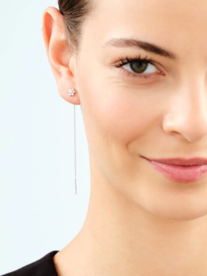 Kolczyki srebrne z cyrkoniami - kwiaty