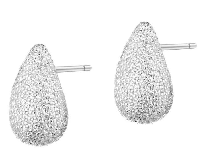 Kolczyki srebrne z cyrkoniami - łezki