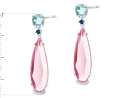 Kolczyki srebrne z cyrkoniami i szlifowanym szkłem