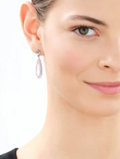 Kolczyki srebrne z cyrkoniami i szlifowanym szkłem