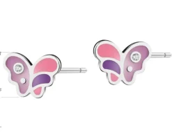 Kolczyki srebrne z cyrkoniami i emalią - motyle