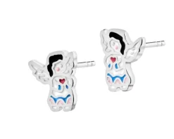 Kolczyki srebrne z emalią - aniołki