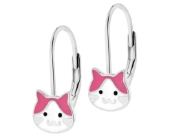 Kolczyki srebrne z emalią - koty