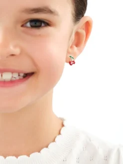 Kolczyki srebrne z emalią - wisienki