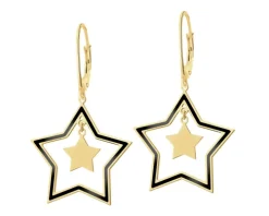 Kolczyki srebrne z emalią - gwiazda
