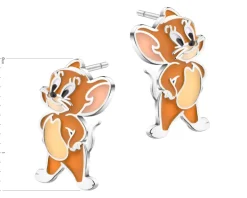 Kolczyki srebrne z emalią -  Tom and Jerry, Jerry, Warner Bros. Discovery