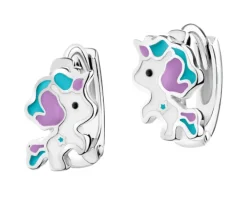 Kolczyki srebrne z emalią - jednorożce