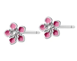 Kolczyki srebrne z emalią - kwiaty