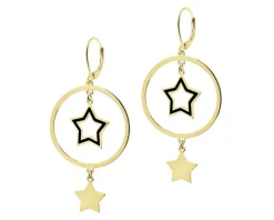 Kolczyki srebrne z emalią - gwiazdy, koła