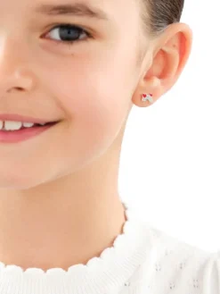 Kolczyki srebrne z emalią - tęcze, serca