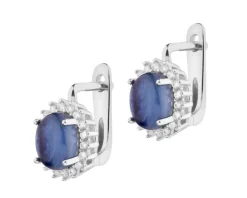 Kolczyki srebrne z kyanitem naturalnym i cyrkoniami