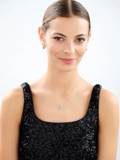 Kolczyki srebrne z kyanitem naturalnym i cyrkoniami