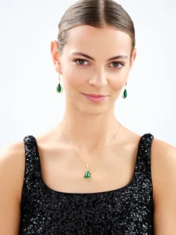 Kolczyki srebrne z malachitem