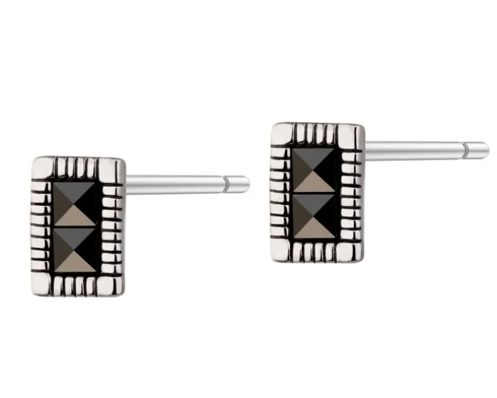 Kolczyki srebrne z markasytami