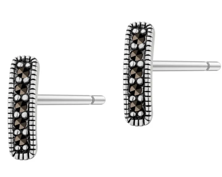 Kolczyki srebrne z markasytami