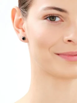 Kolczyki srebrne z onyksami i markasytami