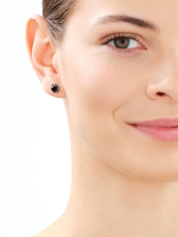 Kolczyki srebrne z onyksami i markasytami