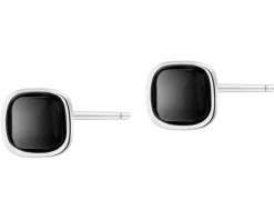 Kolczyki srebrne z onyksem - kwadraty