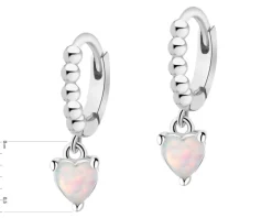 Kolczyki srebrne z opalami - serca, koła