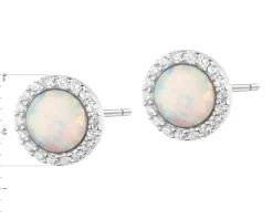 Kolczyki srebrne z opalami i cyrkoniami