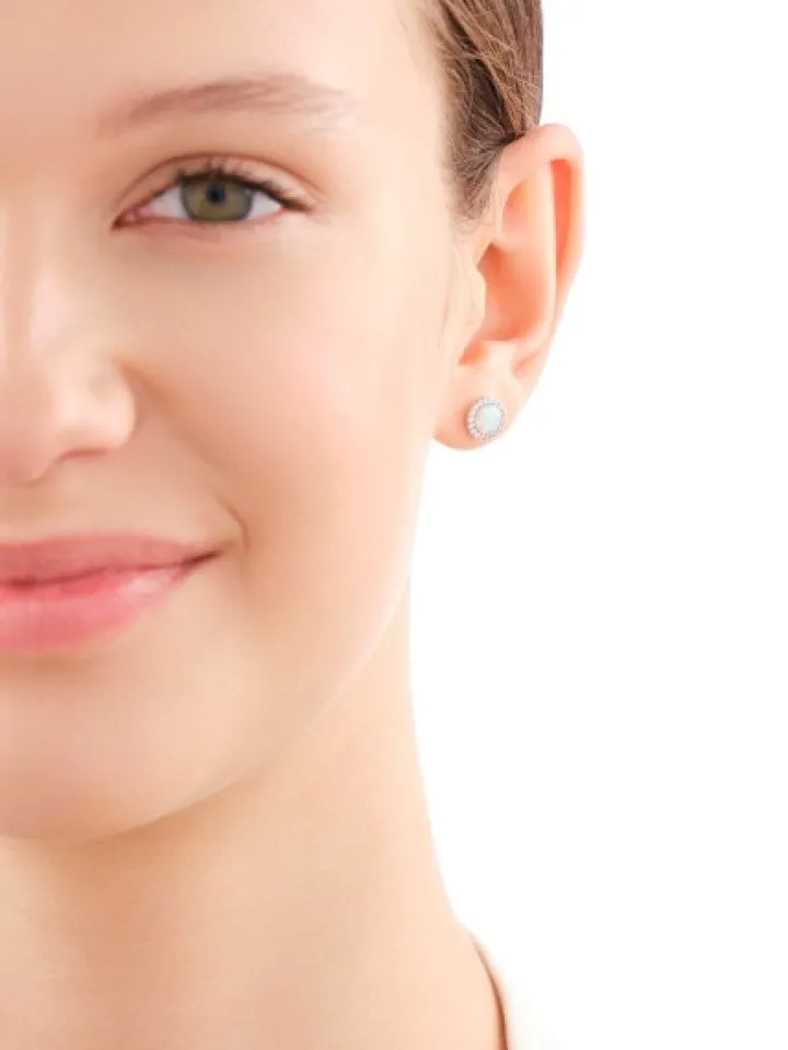 Kolczyki srebrne z opalami i cyrkoniami