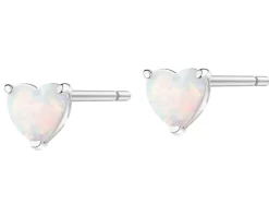 Kolczyki srebrne z opalem - serca