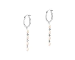 Kolczyki srebrne z perłami - koła, kulki