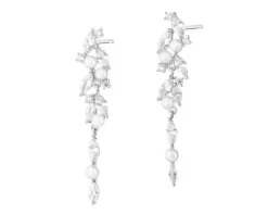 Kolczyki srebrne z perłami i cyrkoniami