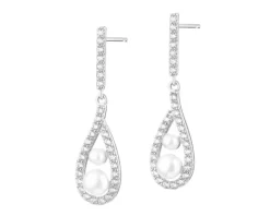 Kolczyki srebrne z perłami i cyrkoniami