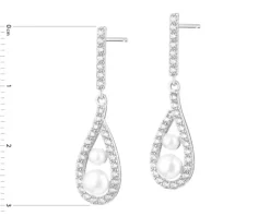 Kolczyki srebrne z perłami i cyrkoniami