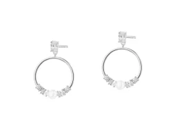 Kolczyki srebrne z perłami i cyrkoniami - koła