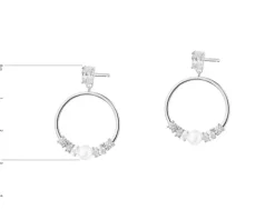 Kolczyki srebrne z perłami i cyrkoniami - koła