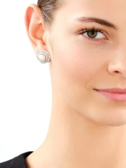 Kolczyki srebrne z perłami i cyrkoniami