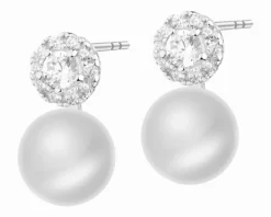 Kolczyki srebrne z perłami i cyrkoniami