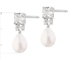 Kolczyki srebrne z perłami i cyrkoniami