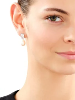 Kolczyki srebrne z perłami i cyrkoniami