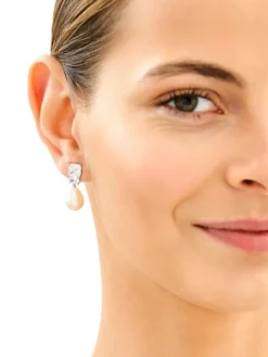 Kolczyki srebrne z perłami i cyrkoniami