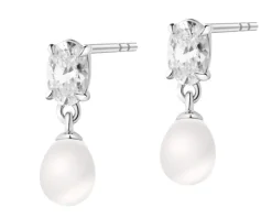 Kolczyki srebrne z perłami i cyrkoniami