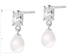 Kolczyki srebrne z perłami i cyrkoniami