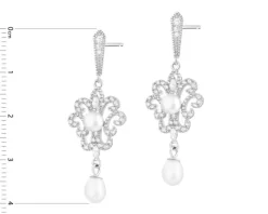 Kolczyki srebrne z perłami i cyrkoniami