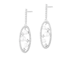 Kolczyki srebrne z perłami i cyrkoniami