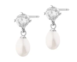 Kolczyki srebrne z perłami i cyrkoniami