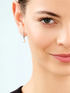 Kolczyki srebrne z perłami i cyrkoniami - koła