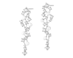 Kolczyki srebrne z perłami i cyrkoniami