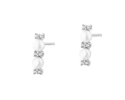 Kolczyki srebrne z perłami i cyrkoniami