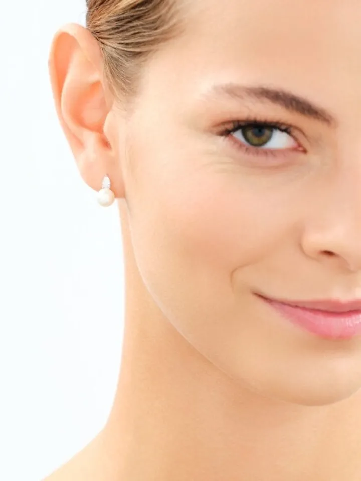 Kolczyki srebrne z perłami i cyrkoniami